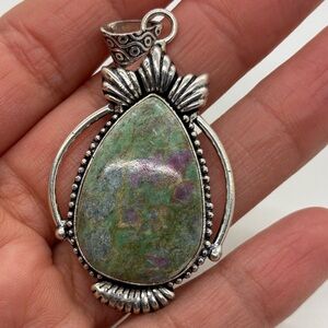 RUBY ZOISITE SILVER PLATED PENDANT HANDCRAFTED